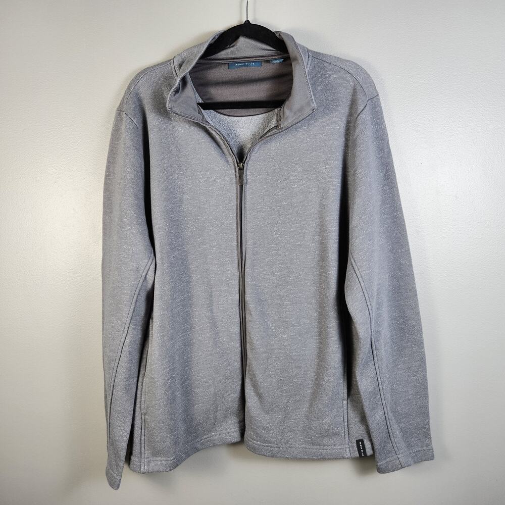 Perry Ellis Mens L Jacket Full Zip Mock Neck Fleece Lined Casual Grey Marl Coat